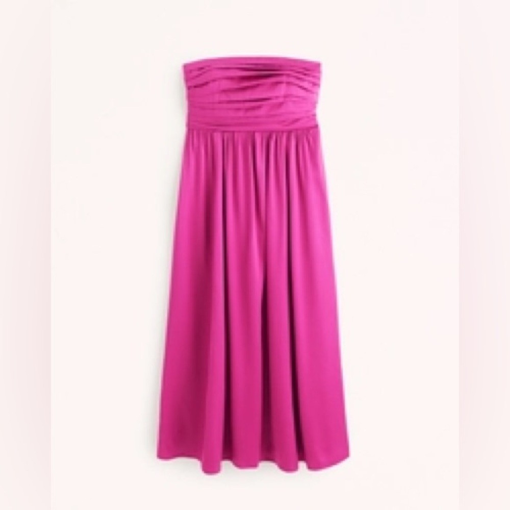 Abercrombie and Fitch Emerson Ruched Strapless Midi Dress